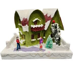 Christopher Radko shiny Brite Putz Christmas village scene skating nativity gift